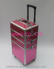 Drei Schichten Aluminiummake-uplaufkatzen-Kasten-mit rosa Farbe
