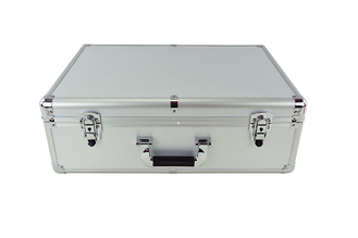 Silberne Aluminiumschwere fälle packen Werkzeug-Tragekoffer mit weißem gestempelschnittenem Schaum ein