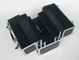 Behälter-schwarzer kosmetischer Aluminiumkasten der PVC-Make-uprechtssachen-vier mit starkem Griff