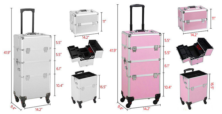 2 in 1 Aluminiummake-uplaufkatzen-Kasten-Rosa-Farbe auf Rädern