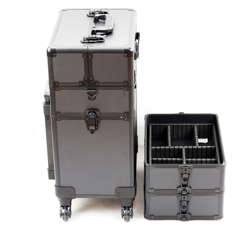 Aluminium Trolley Makeup Case/Pro Makeup Case mit Schlössern und Trennwänden für sichere und organisierte Lagerung