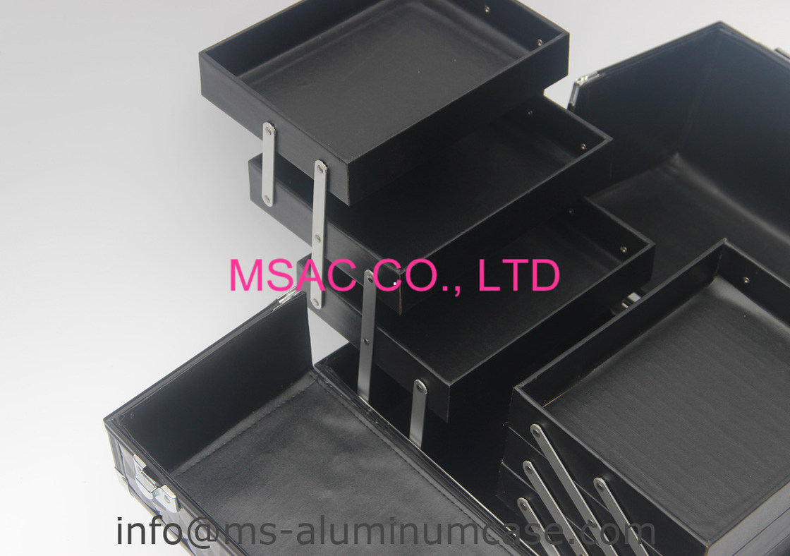 Schwarzer Aluminiumschönheits-Kasten mit zwei Verschlüssen L 260 X W 150 X H 160mm feuchtigkeitsfest