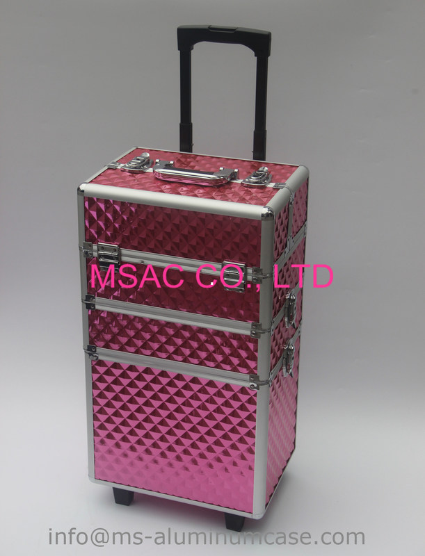 Drei Schichten Aluminiummake-uplaufkatzen-Kasten-mit rosa Farbe