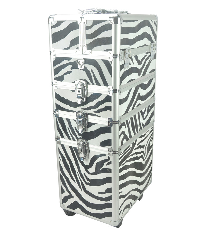 4 in 1 Aluminium Make-up Trolley Gehäuse in Zebra Farbe, Zebra Pro Make-up Gehäuse