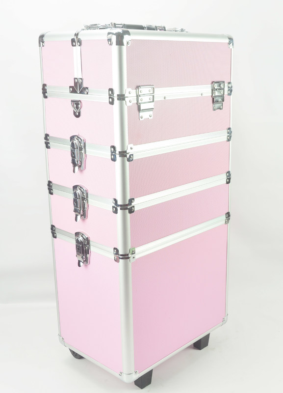 4 in 1 Aluminiummake-uplaufkatzen-Kasten Rosa-Farbim rosa Promake-uplaufkatzen-Kasten