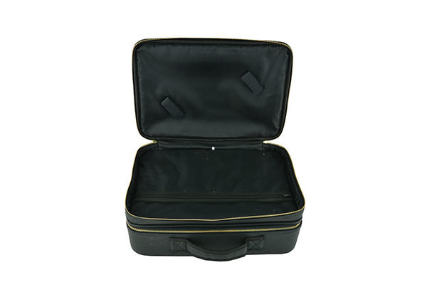 PU-Schönheits-Fall mit Reißverschluss-Schwarz-lederne Kosmetiktasche-wasserdichter Kosmetiktasche für Künstler
