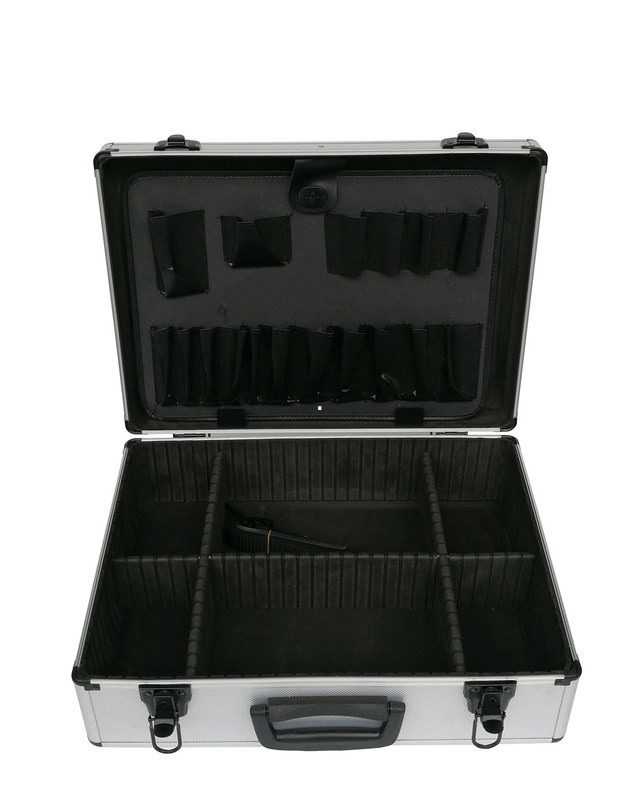 Schwarze verschließbare tragende Innenkästen silbernes Aluminiumwerkzeug-Carry Case With Tool Panels