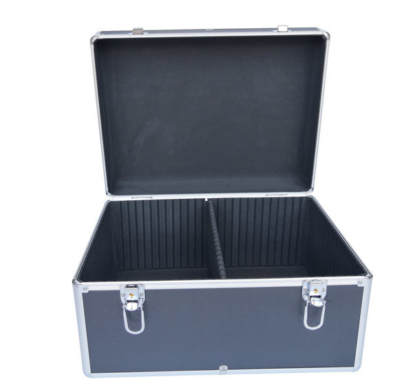 Schwarzes Aluminium-DVD-Speicher-Fall Alu-Magazin für 1000 CDs mit entfernbarem Teiler