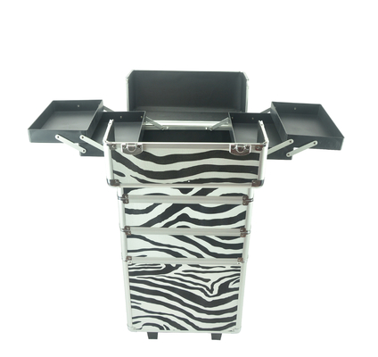 4 in 1 Aluminium Make-up Trolley Gehäuse in Zebra Farbe, Zebra Pro Make-up Gehäuse