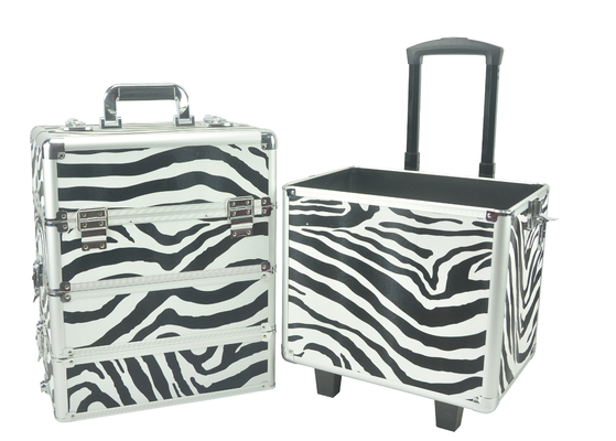 4 in 1 Aluminium Make-up Trolley Gehäuse in Zebra Farbe, Zebra Pro Make-up Gehäuse
