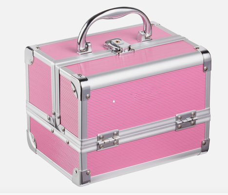 Custom-Aluminium-Kosmetikkoffer mit schwarzem Lederverkleidung Innen Make-up-Vanity-Box für 250 X 180 X 230mm