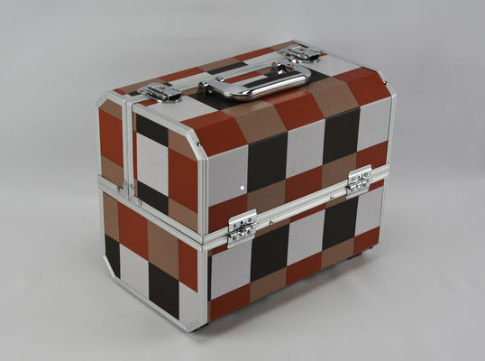 Lederne Aluminiumverschlüsse PUs kosmetischer Rechtssachen-zwei und eine Griff-Größe 300 * 220 * 245mm